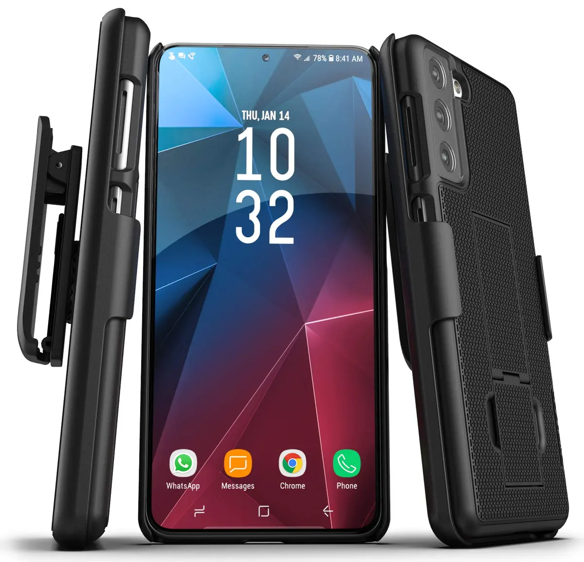 ENCASED DuraClip Belt Clip Case for Samsung Galaxy S21 | Slim Phone Cover with Holster, 180° Swivel Clip, Black - main product image