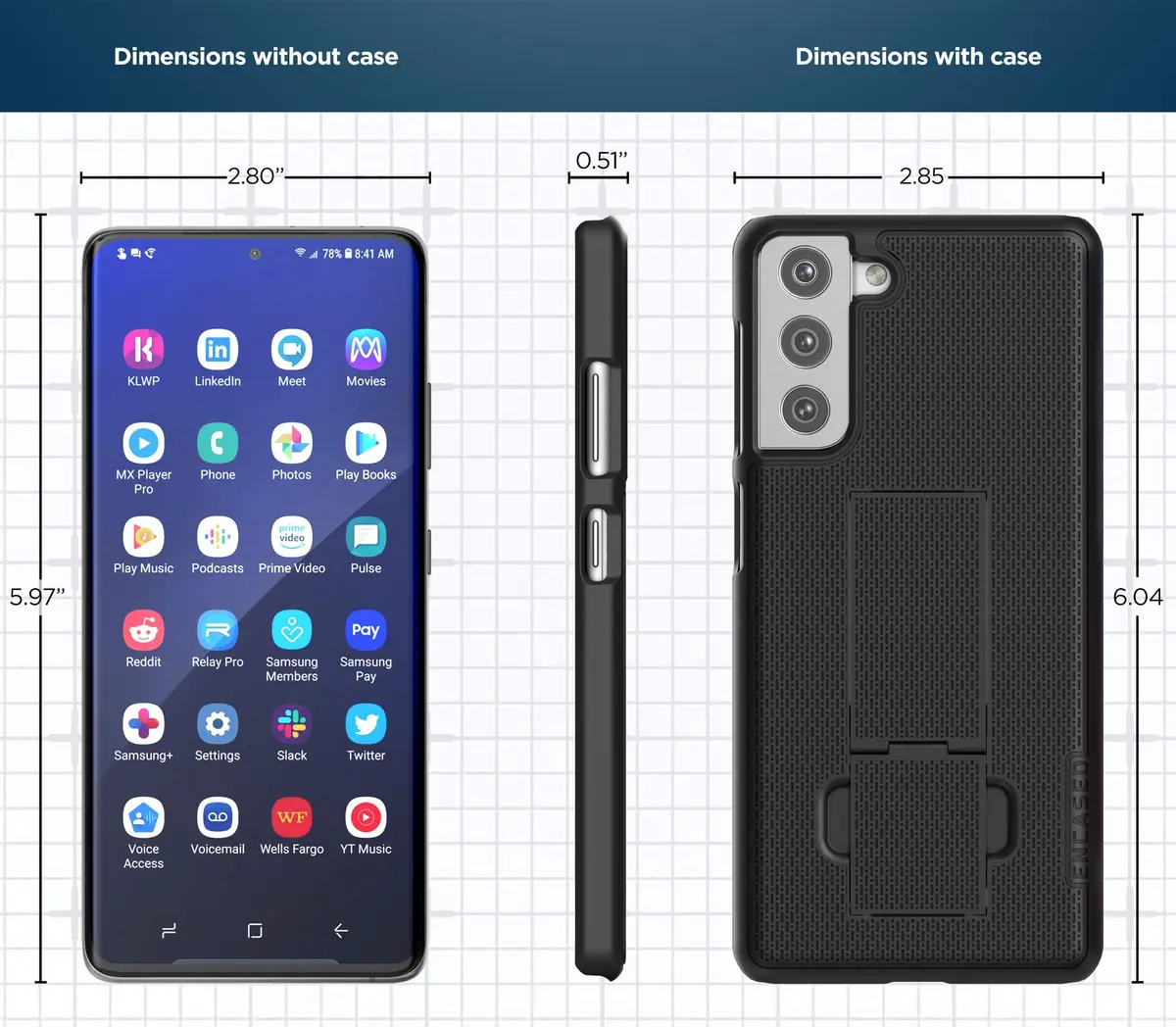 ENCASED DuraClip Belt Clip Case for Samsung Galaxy S21 | Slim Phone Cover with Holster, 180° Swivel Clip, Black - view 8