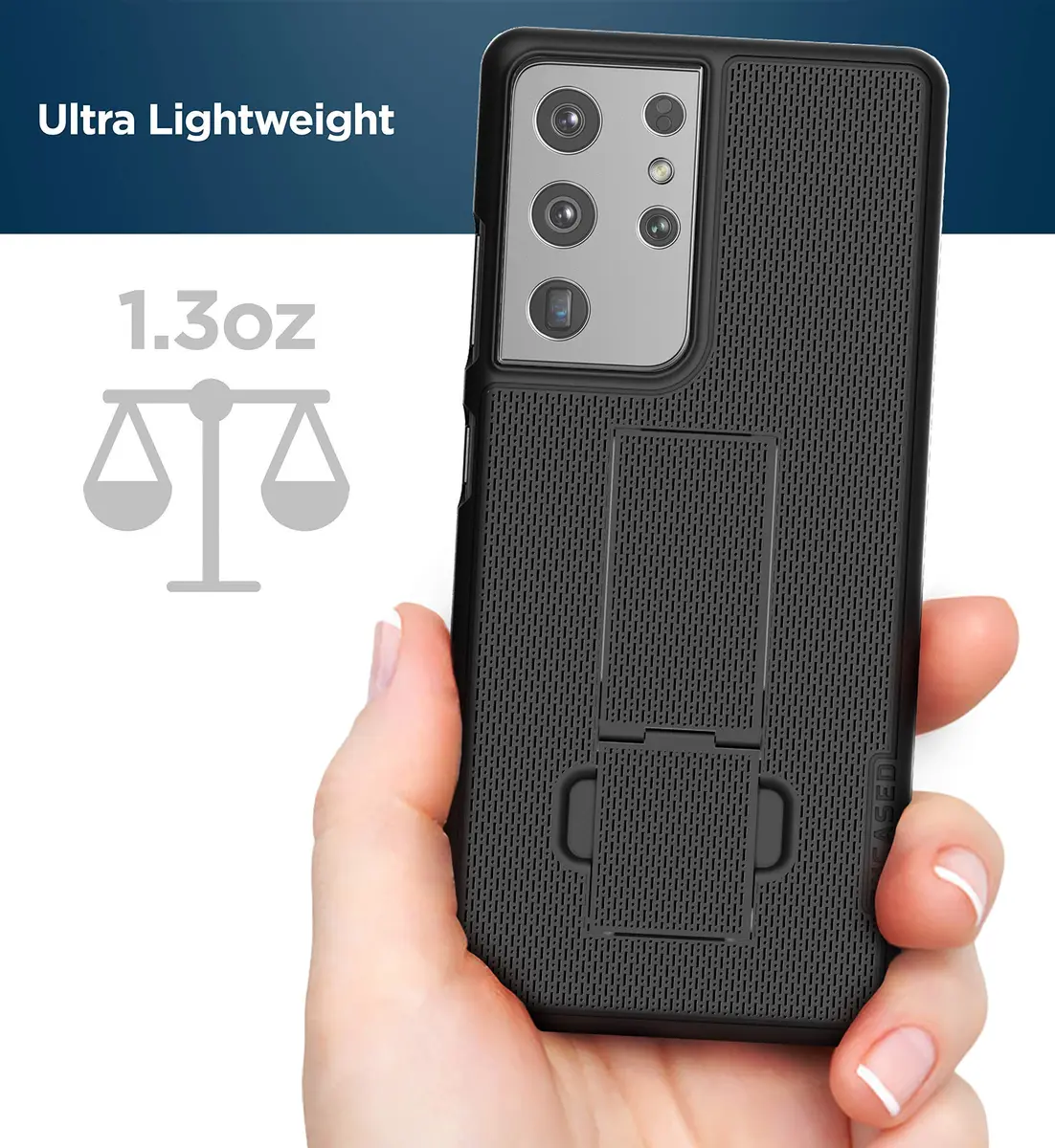 ENCASED DuraClip Belt Clip Holster for Samsung Galaxy S21 Ultra | Slim Phone Cover with Rotating Clip & Kickstand - view 6