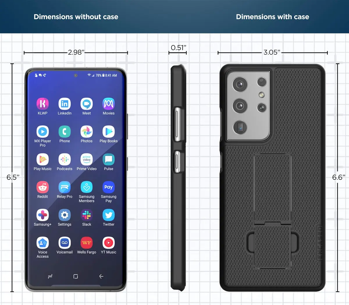 ENCASED DuraClip Belt Clip Holster for Samsung Galaxy S21 Ultra | Slim Phone Cover with Rotating Clip & Kickstand - view 8