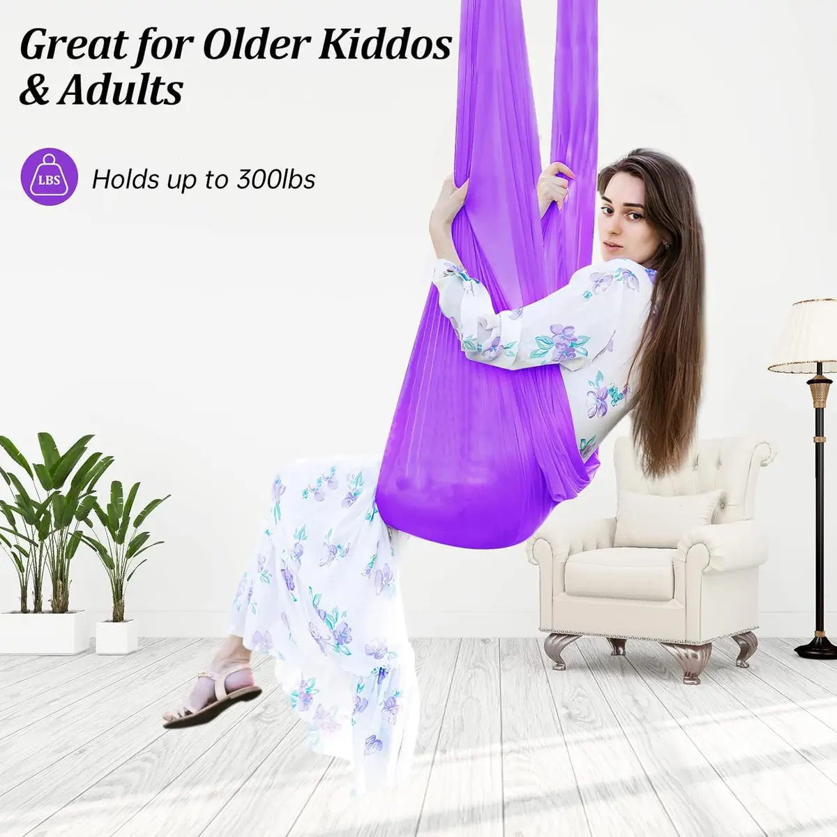 Aokitec Sensory Swing for Kids & Adults, Purple Nylon Hammock Chair 1.57 kg (3.45 lb) | Therapy Swing for Autism & SPD - view 3