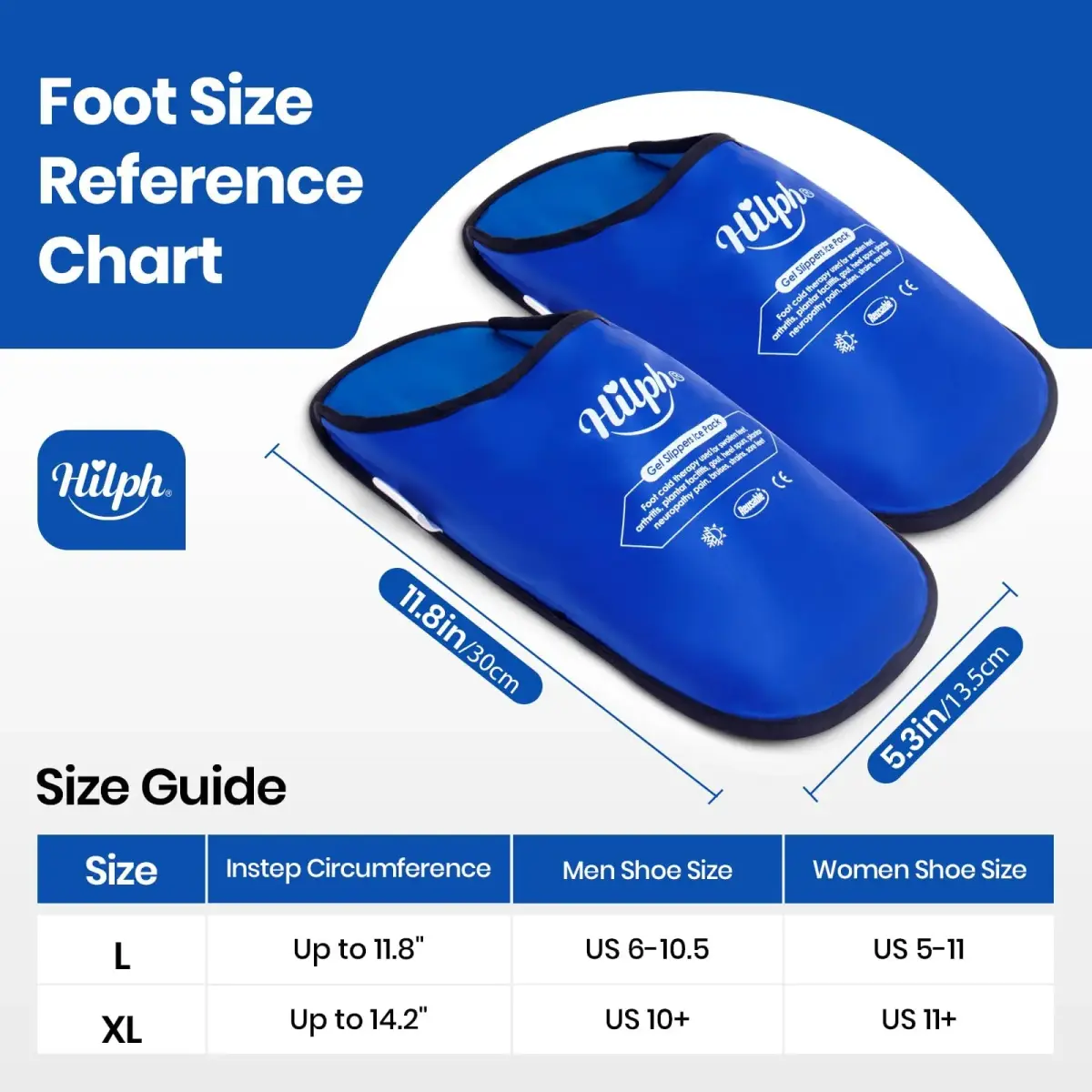 Hilph Foot Ice Pack Slippers, Deep Blue, 1 Pair | Hands-Free Relief for Plantar Fasciitis & Swollen Feet - view 6