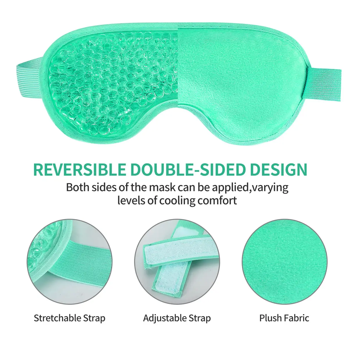 CONSGIJI Gel Eye Mask 2PCS | Reusable Cold Therapy for Puffiness & Dark Circles | Adjustable & Comfortable (Green) - view 3