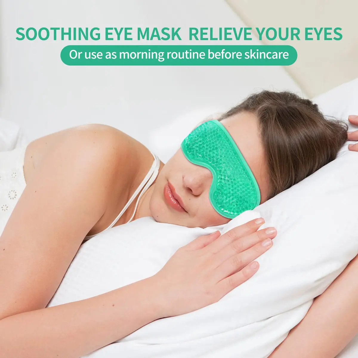 CONSGIJI Gel Eye Mask 2PCS | Reusable Cold Therapy for Puffiness & Dark Circles | Adjustable & Comfortable (Green) - view 4