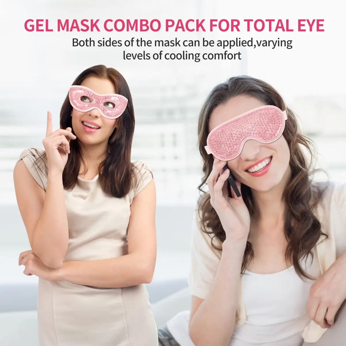 CONSGIJI Gel Eye Mask 2PCS Pink | Reusable Cold Therapy for Puffiness & Dark Circles - view 2