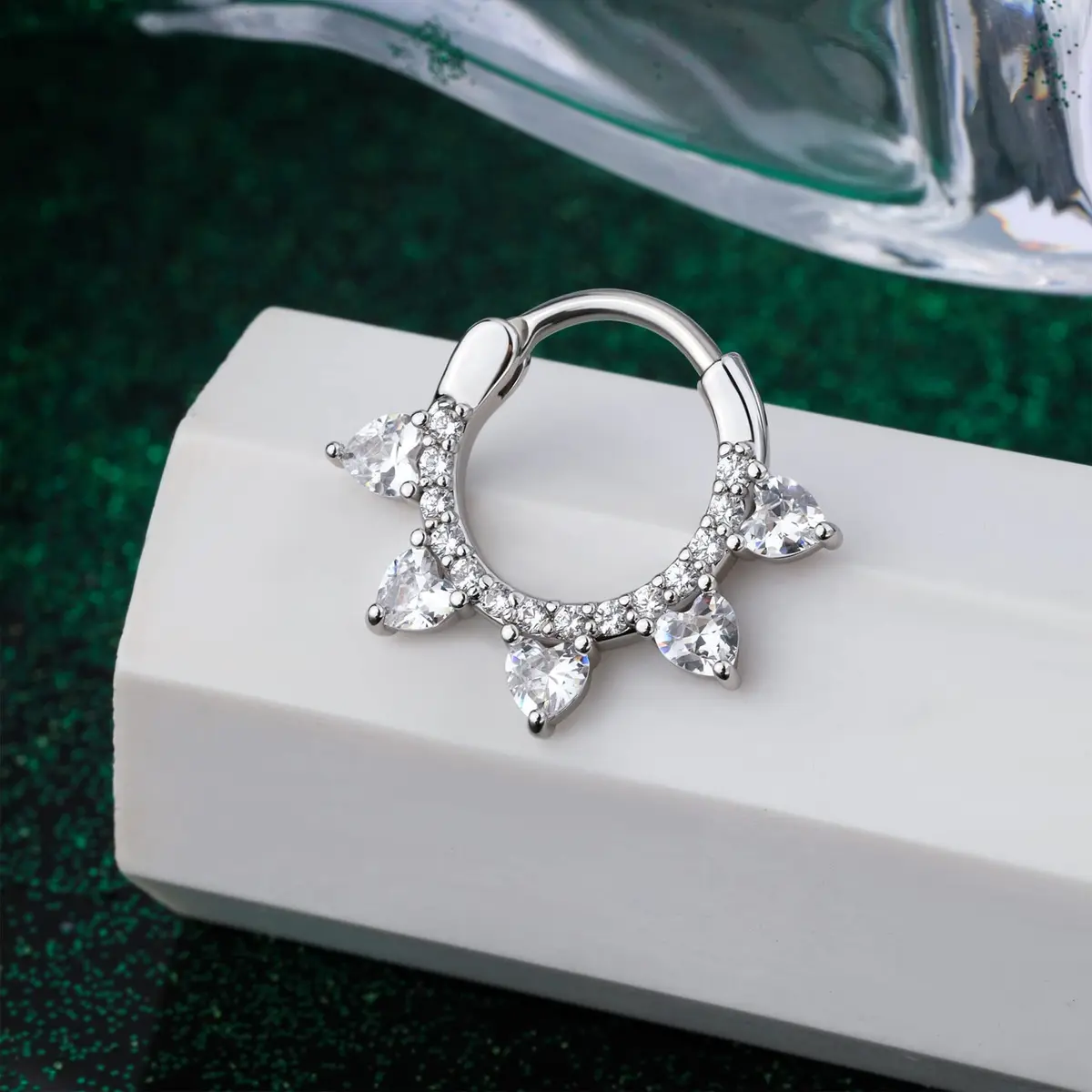 COCHARM Hypoallergenic Septum Ring 16 Gauge 10MM Silver Clicker Jewelry for Women Men - view 5