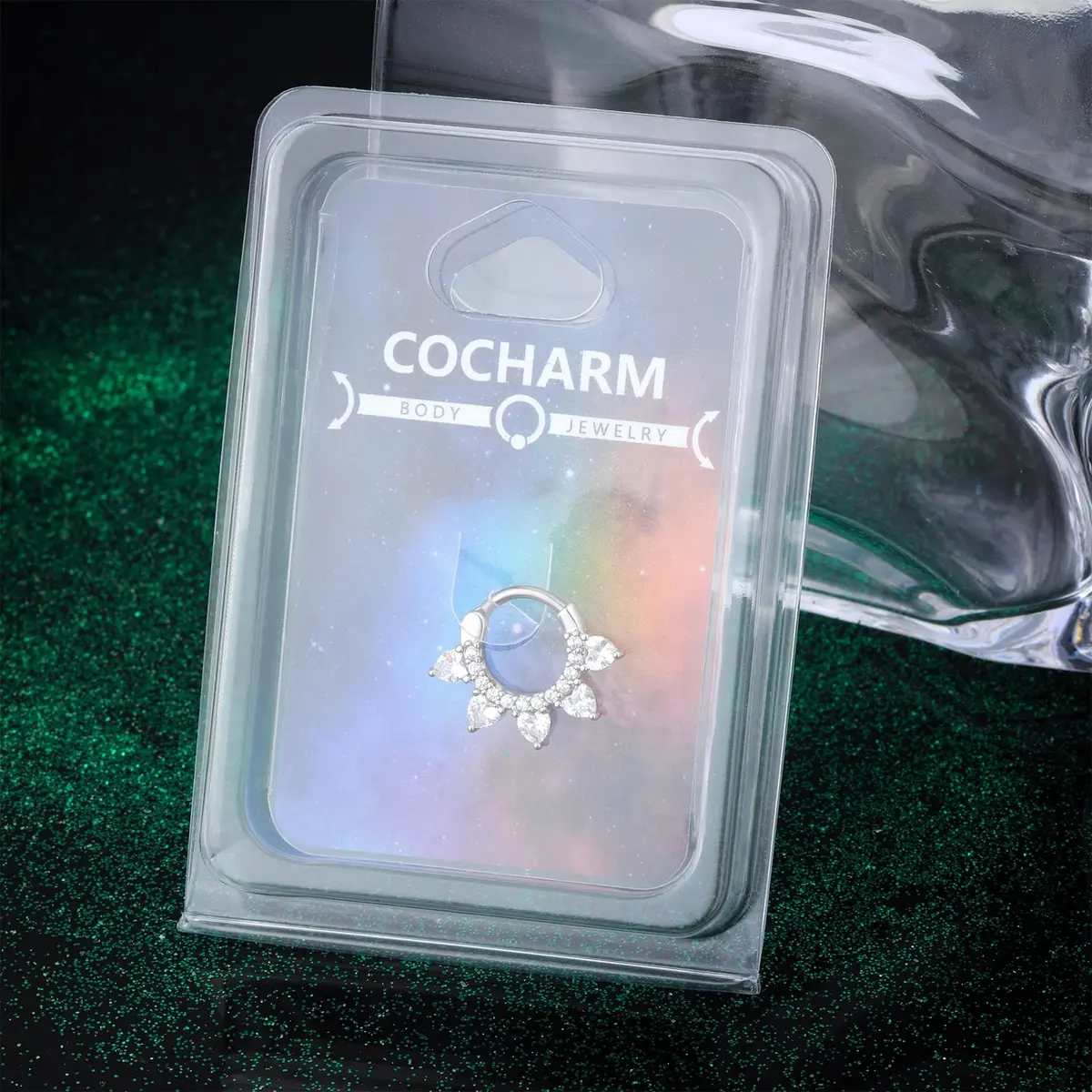 COCHARM Hypoallergenic Septum Ring 16 Gauge 10MM Silver Clicker Jewelry for Women Men - view 6