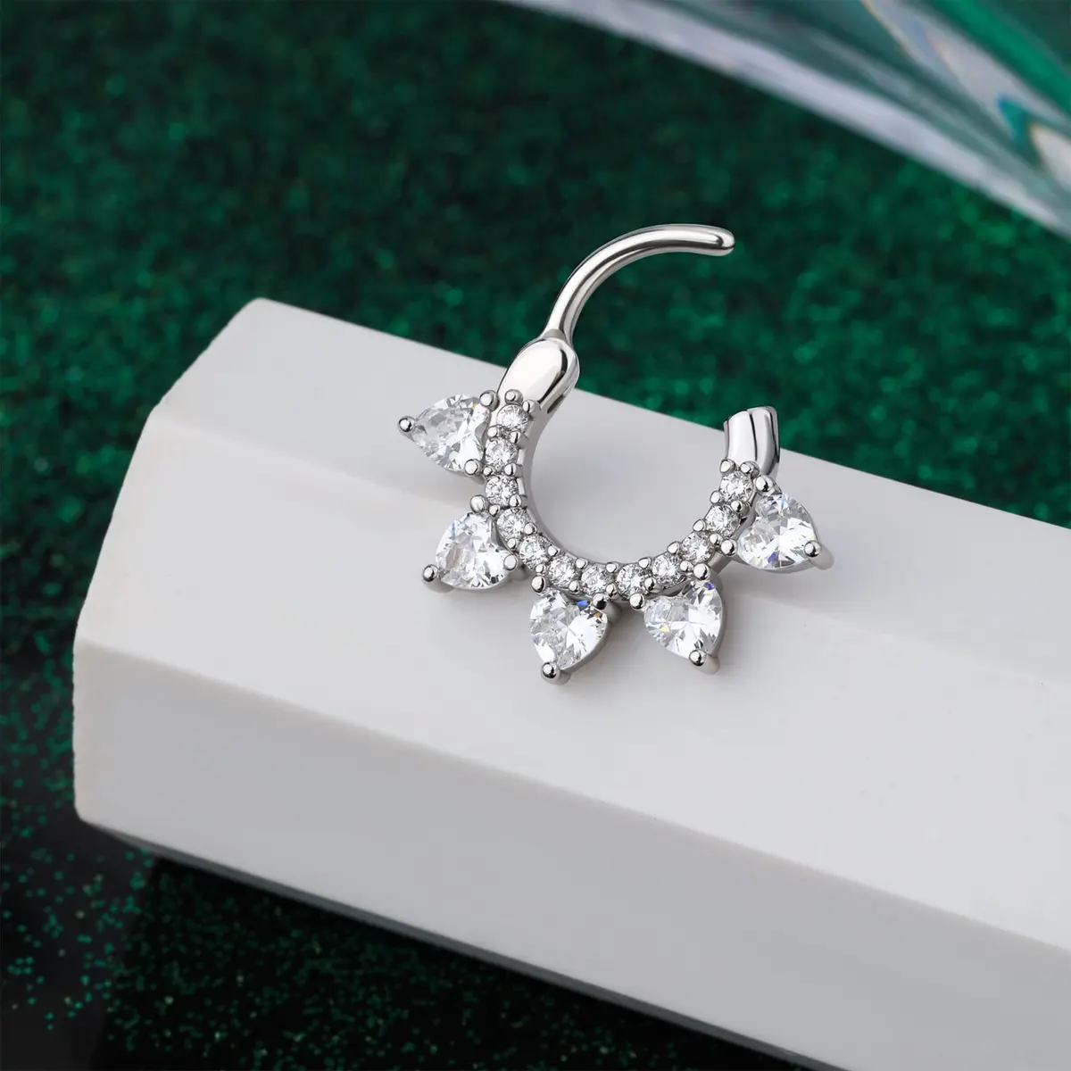 COCHARM Hypoallergenic Septum Ring 16 Gauge 10MM Silver Clicker Jewelry for Women Men - view 4