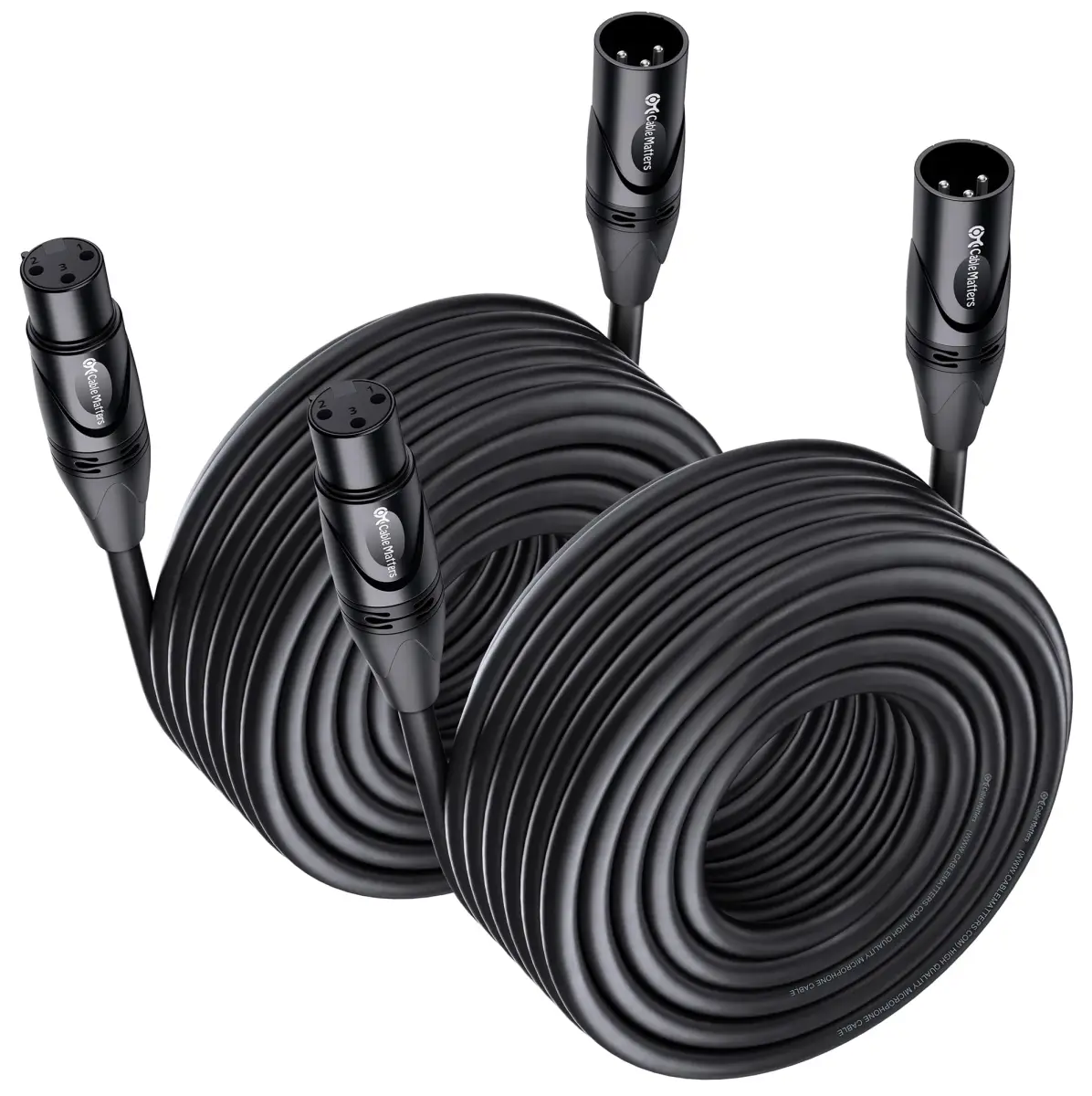 Cable Matters 2-Pack Premium XLR to XLR Cable, Microphone Cable, M-F, 15.24 m (50ft) | Balanced Audio for Studio & Stage - main product image