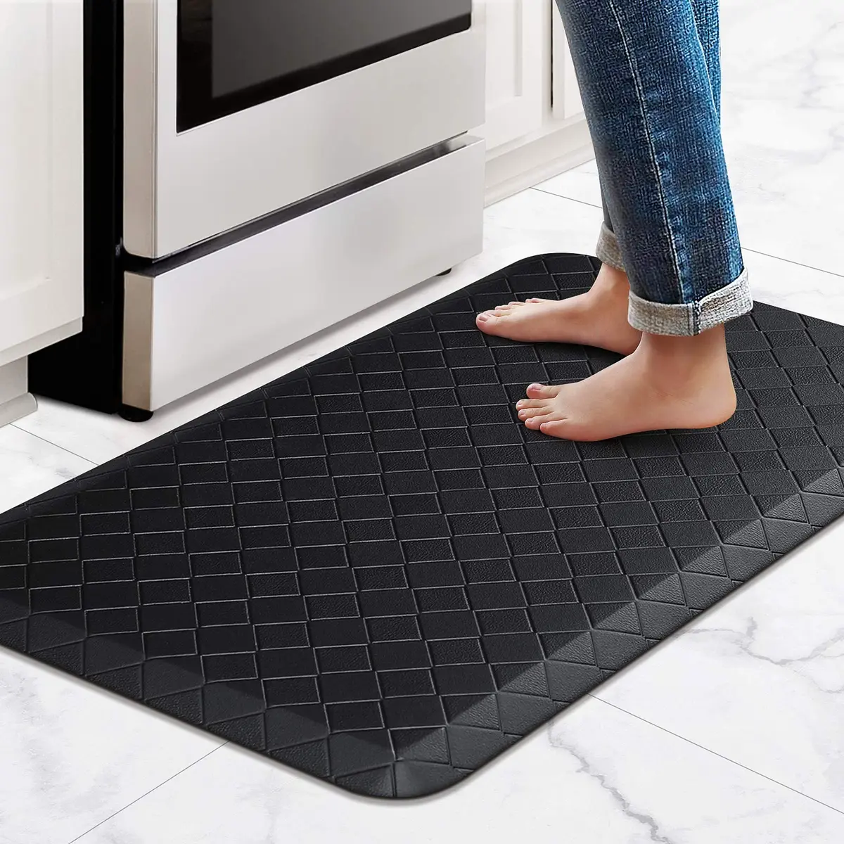 HappyTrends Kitchen Mats for Floor Cushioned Anti-Fatigue Kitchen Rugs | Extra Thick, Waterproof & Non Slip (28"L x 17.3"W) - main product image