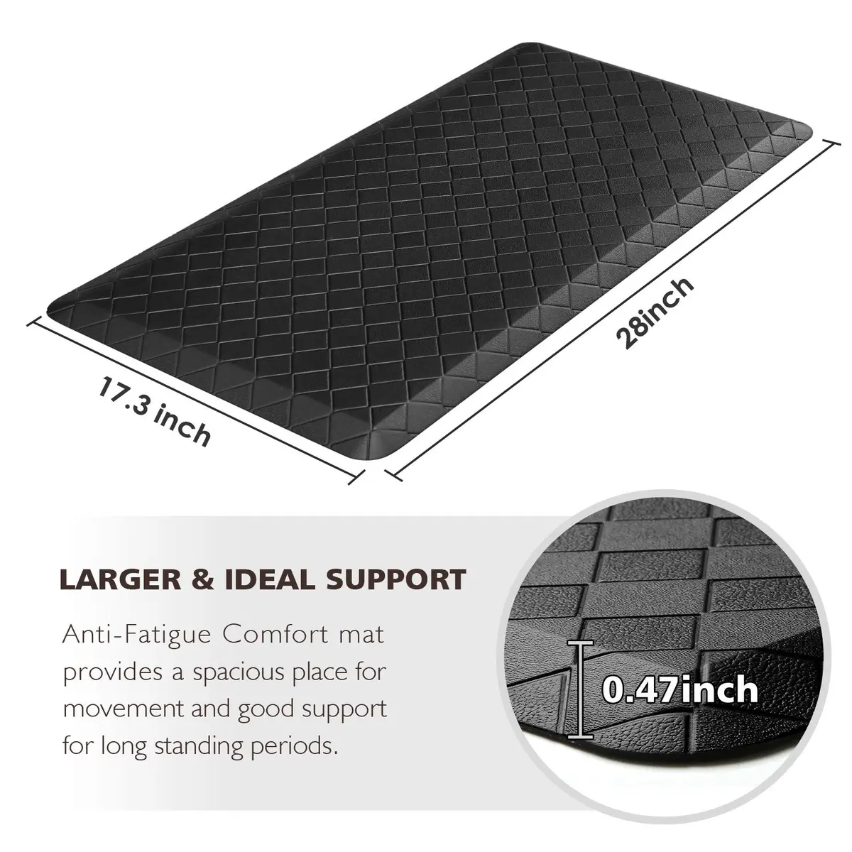 HappyTrends Kitchen Mats for Floor Cushioned Anti-Fatigue Kitchen Rugs | Extra Thick, Waterproof & Non Slip (28"L x 17.3"W) - view 2