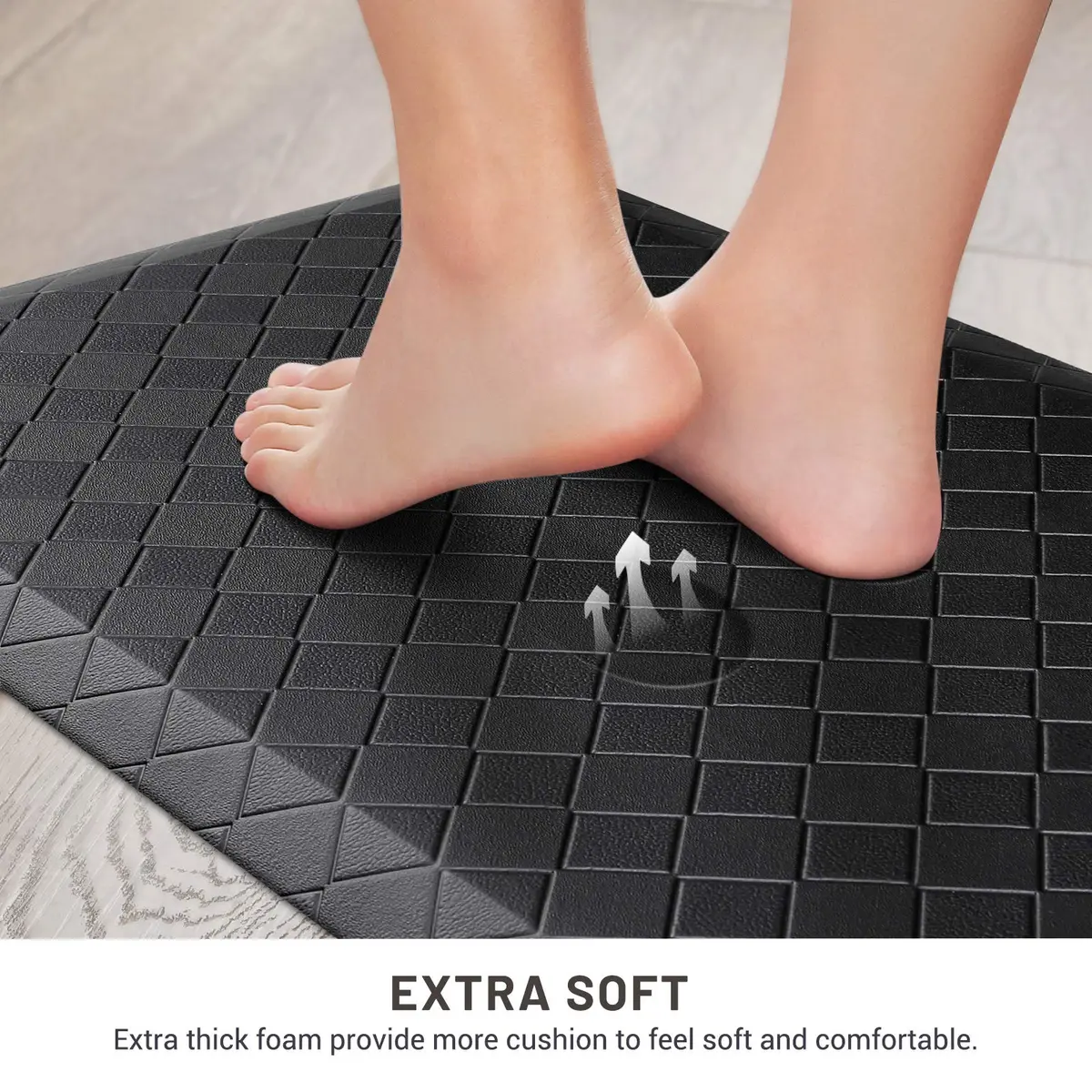 HappyTrends Kitchen Mats for Floor Cushioned Anti-Fatigue Kitchen Rugs | Extra Thick, Waterproof & Non Slip (28"L x 17.3"W) - view 4