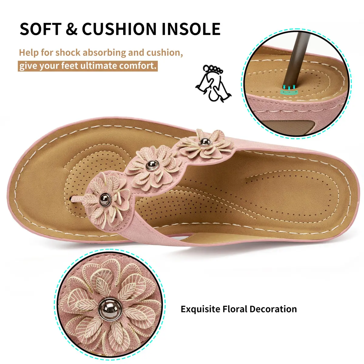 FUDYNMALC Wedge Sandals for Women Comfortable: Summer Platform Flip Flops - view 5