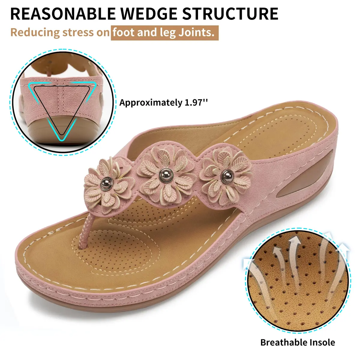 FUDYNMALC Wedge Sandals for Women Comfortable: Summer Platform Flip Flops - view 4