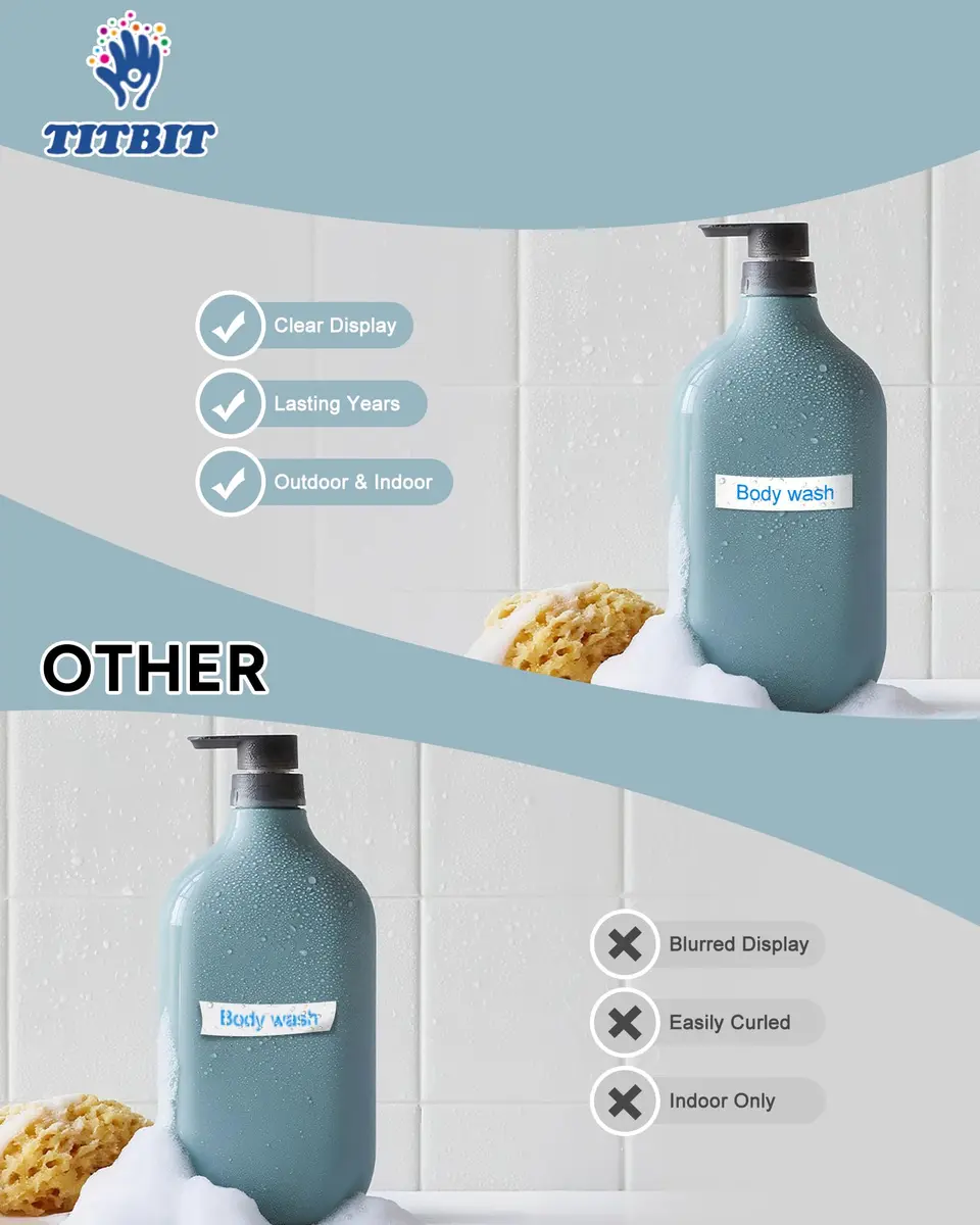 TITBIT Compatible TZe Tape 12mm Laminated White on White | Water-Resistant & Easy Peeling - view 6
