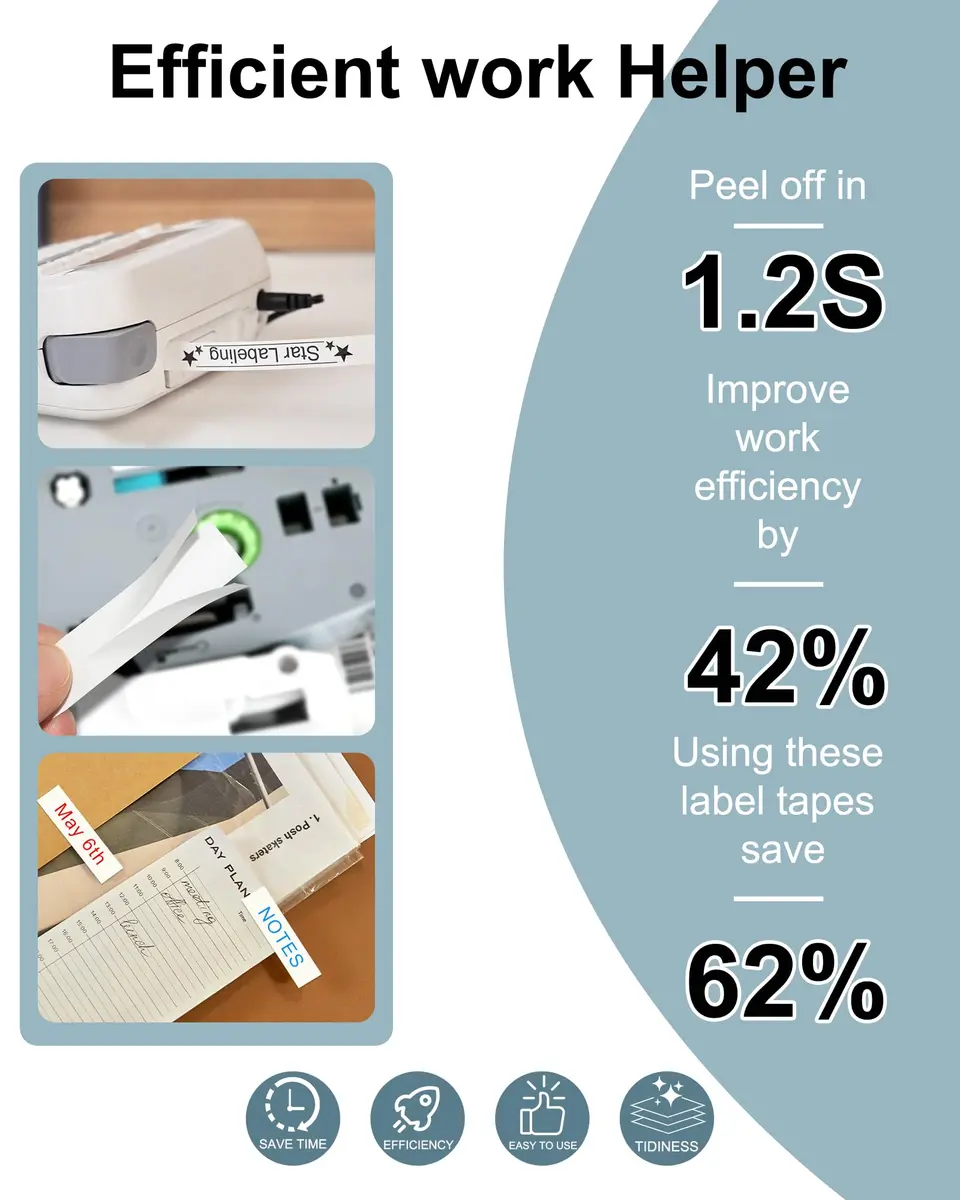 TITBIT Compatible TZe Tape 12mm Laminated White on White | Water-Resistant & Easy Peeling - view 4