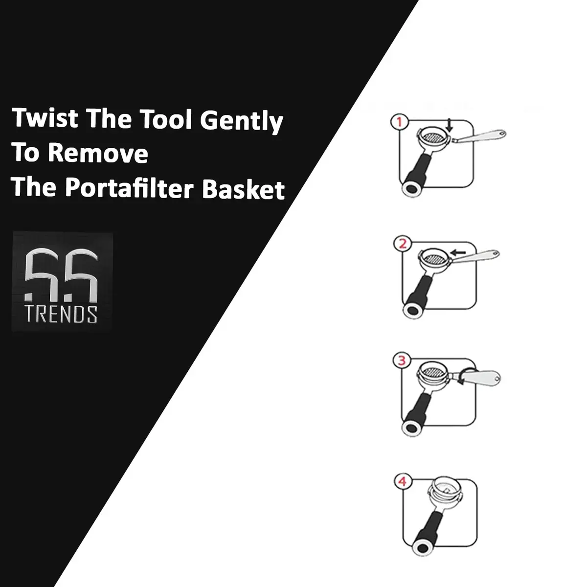 55 TRENDS Stainless Steel Portafilter Basket Removal Tool | 8cm (3.15 in) - view 2