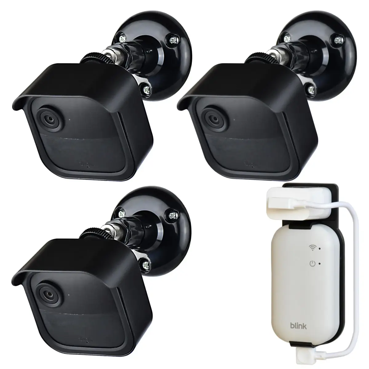 GoHonor 3-Pack Blink Outdoor Camera Mount Bracket with Sync Module Outlet Mount | Weatherproof ABS Plastic, 360° Rotation, Easy Install - main product image