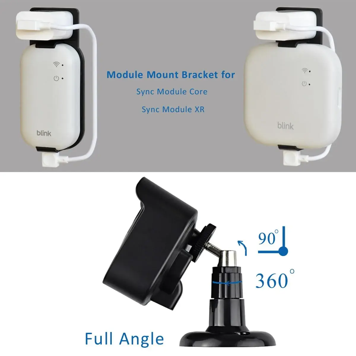 GoHonor 3-Pack Blink Outdoor Camera Mount Bracket with Sync Module Outlet Mount | Weatherproof ABS Plastic, 360° Rotation, Easy Install - view 6