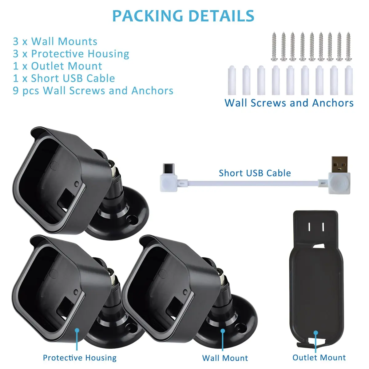 GoHonor 3-Pack Blink Outdoor Camera Mount Bracket with Sync Module Outlet Mount | Weatherproof ABS Plastic, 360° Rotation, Easy Install - view 7