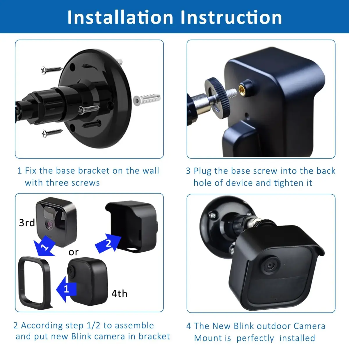 GoHonor 3-Pack Blink Outdoor Camera Mount Bracket with Sync Module Outlet Mount | Weatherproof ABS Plastic, 360° Rotation, Easy Install - view 4