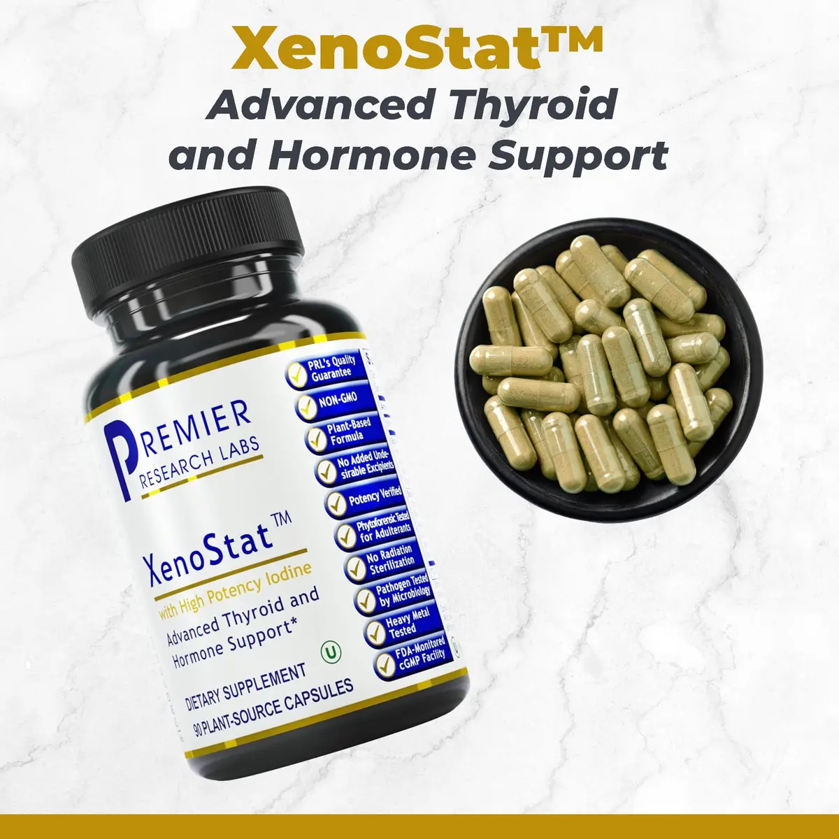 Premier Research Labs XenoStat - Thyroid Supplement - 90 Capsules | Natural Thyroid Support with Iodine & Plant Extracts - view 2