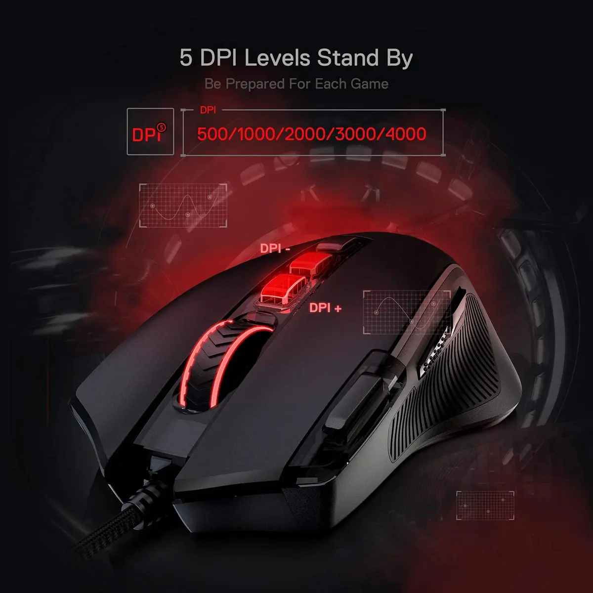 Redragon M612 Predator Wired RGB Optical Gaming Mouse 8000 DPI, 126g | 11 Programmable Buttons, Pixart P3104 Sensor - view 6