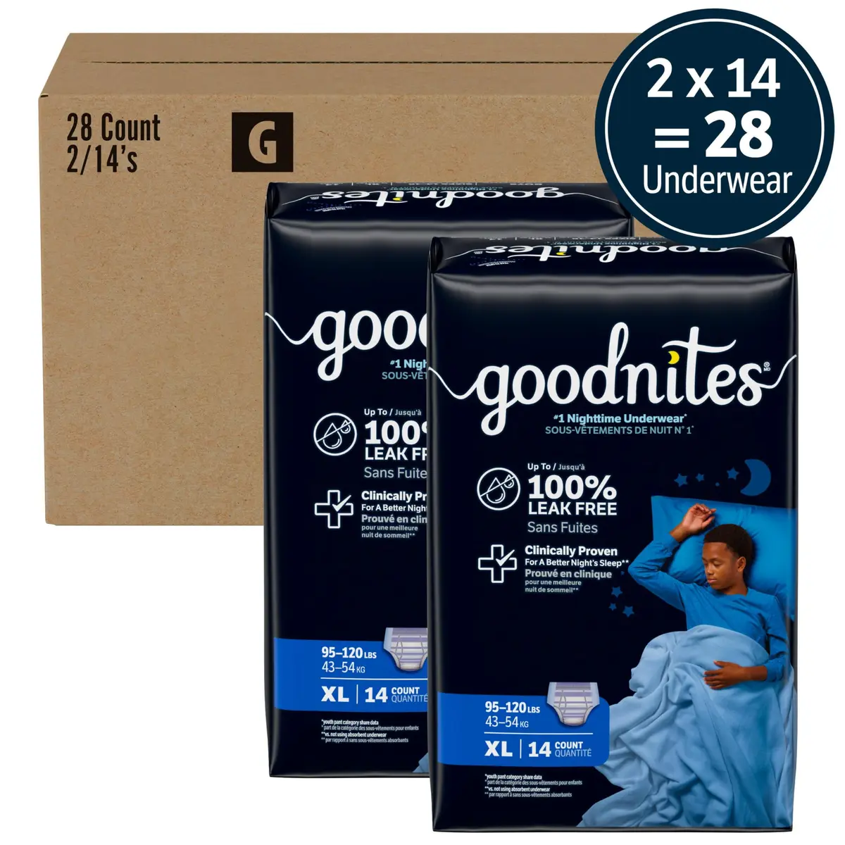 GoodNites Boys Nighttime Underwear XL (28 Count) | Leak-Free Protection for Boys 95-120 lbs - view 2