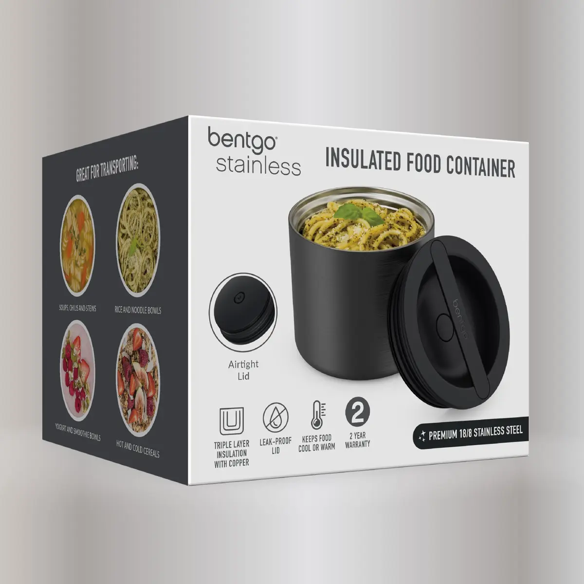 Bentgo Stainless Steel Insulated Food Container, Leak-Proof, 19 fl oz | Triple-Layer Vacuum Insulation for Hot & Cold Meals - view 8