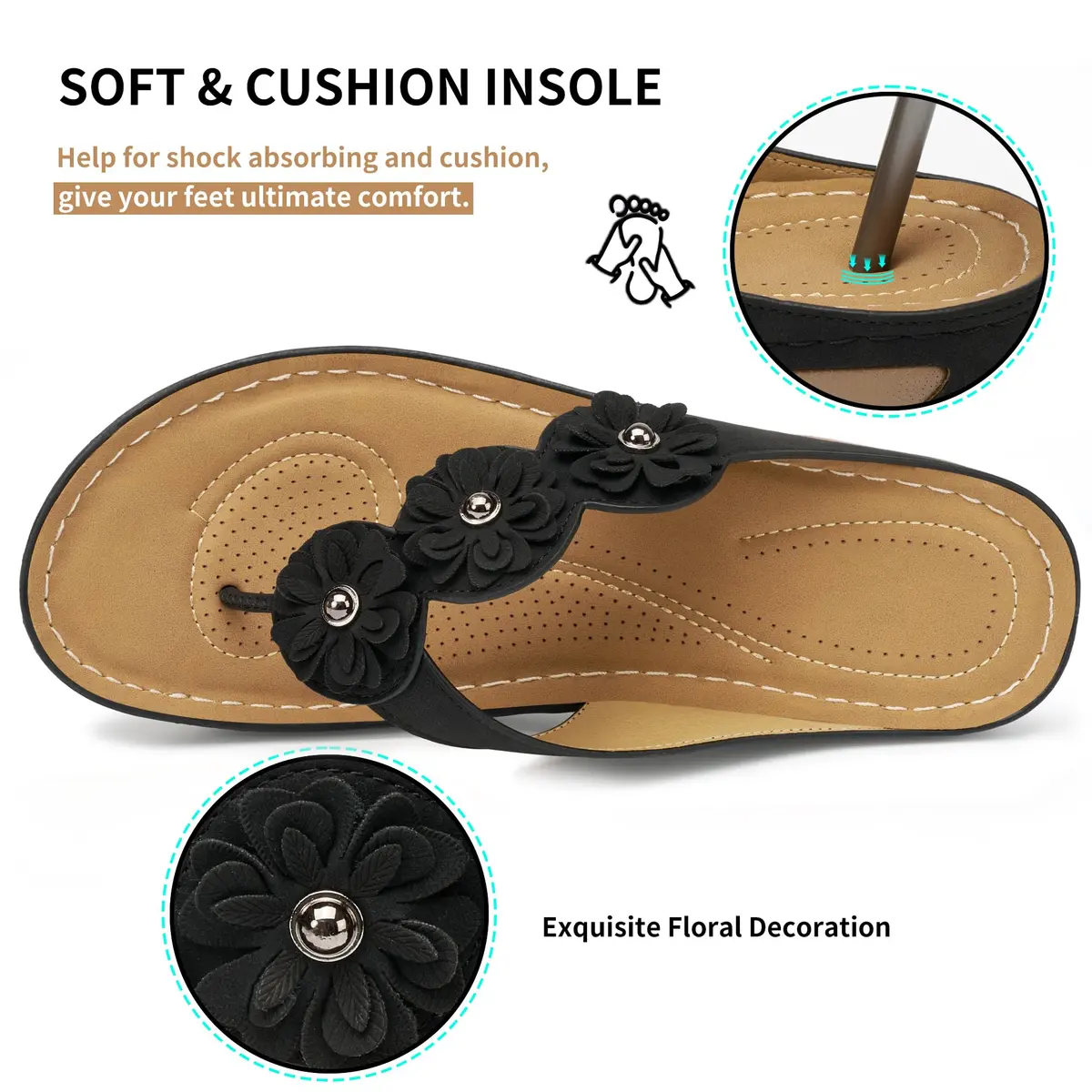 FUDYNMALC Wedge Sandals for Women Comfortable: Summer Platform Flip Flops - view 5