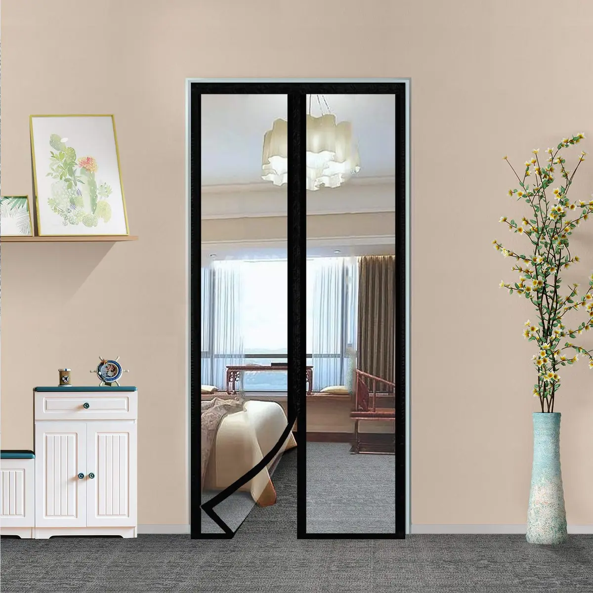 SANJIANKER Transparent Insulated Curtain-Magnetic Thermal Cover | Self-Closing Privacy Screen for Doors Up to 36" x 82" - main product image
