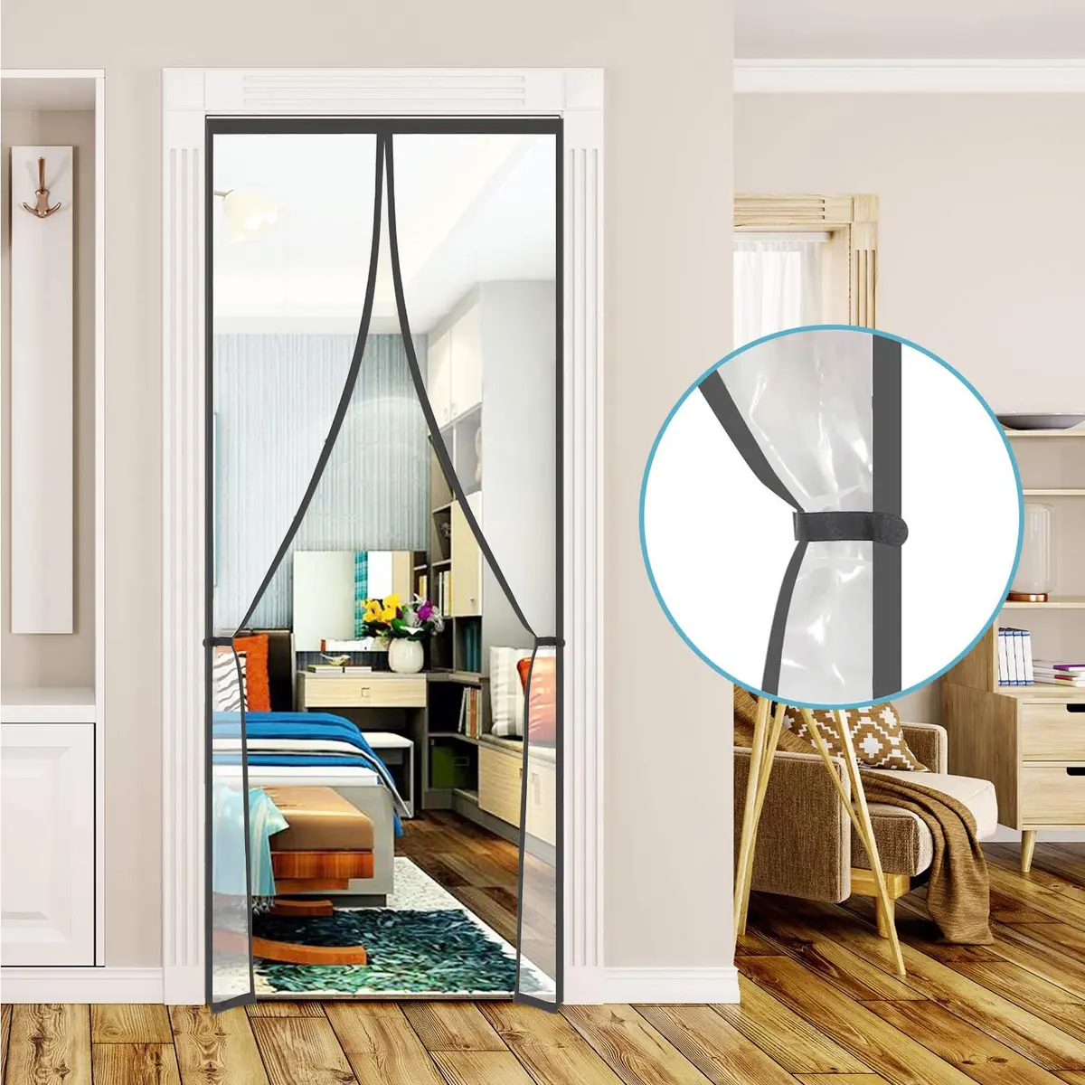SANJIANKER Transparent Insulated Curtain-Magnetic Thermal Cover | Self-Closing Privacy Screen for Doors Up to 36" x 82" - view 6