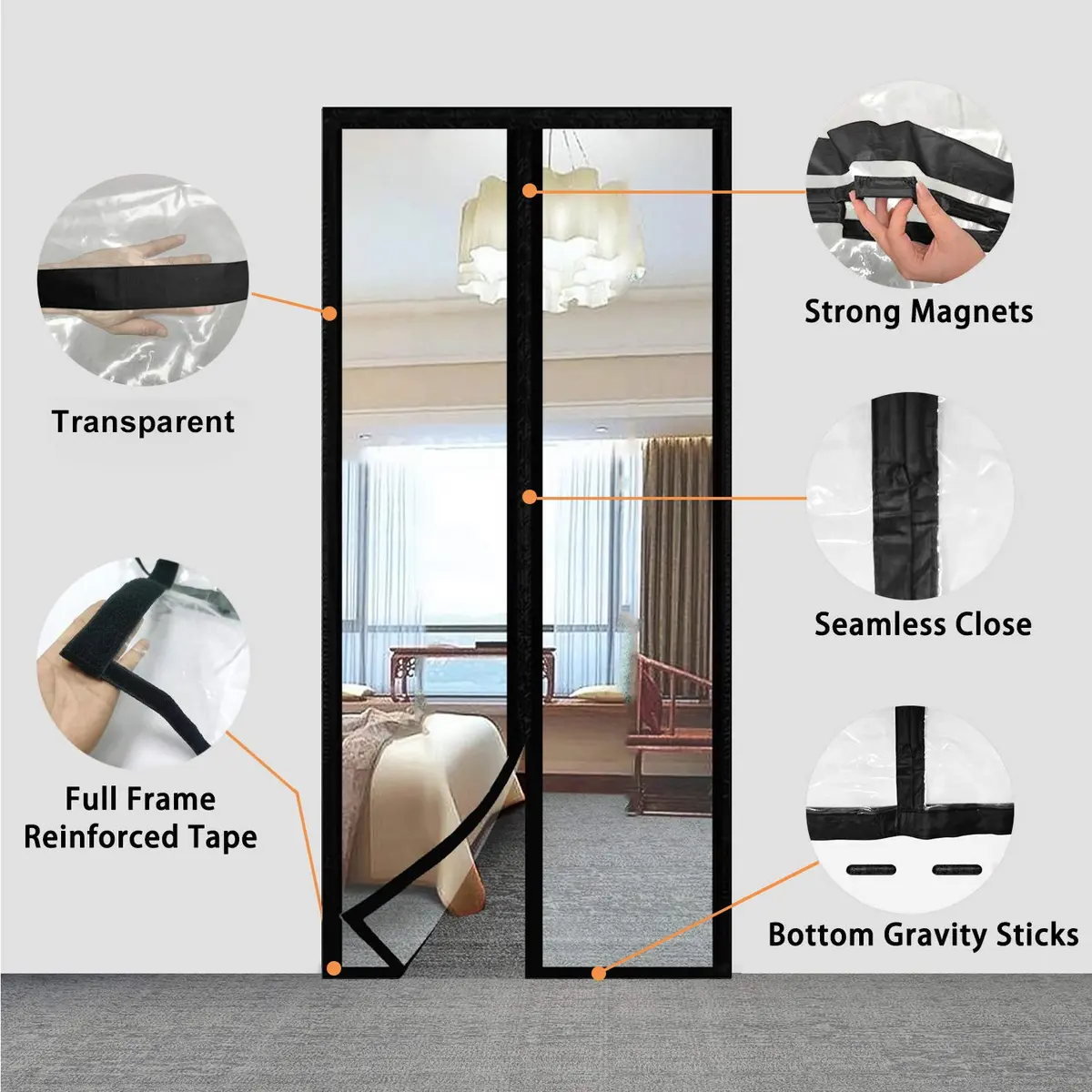 SANJIANKER Transparent Insulated Curtain-Magnetic Thermal Cover | Self-Closing Privacy Screen for Doors Up to 36" x 82" - view 7
