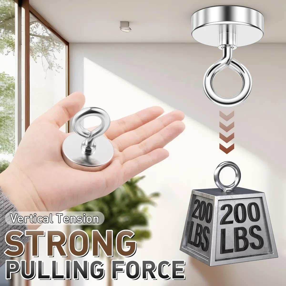FINDMAG 200 LBS Fishing Magnet 45mm (1.76 Inch) Diameter | Strong Neodymium Metal Pickup Tool with Eyebolt - view 9