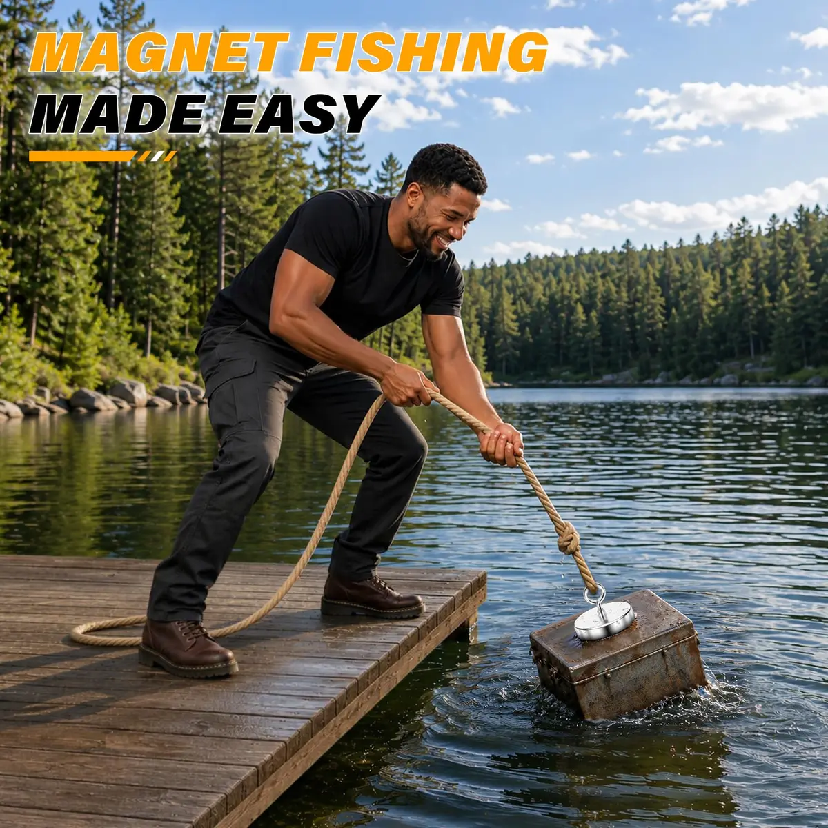 FINDMAG 200 LBS Fishing Magnet 45mm (1.76 Inch) Diameter | Strong Neodymium Metal Pickup Tool with Eyebolt - view 2