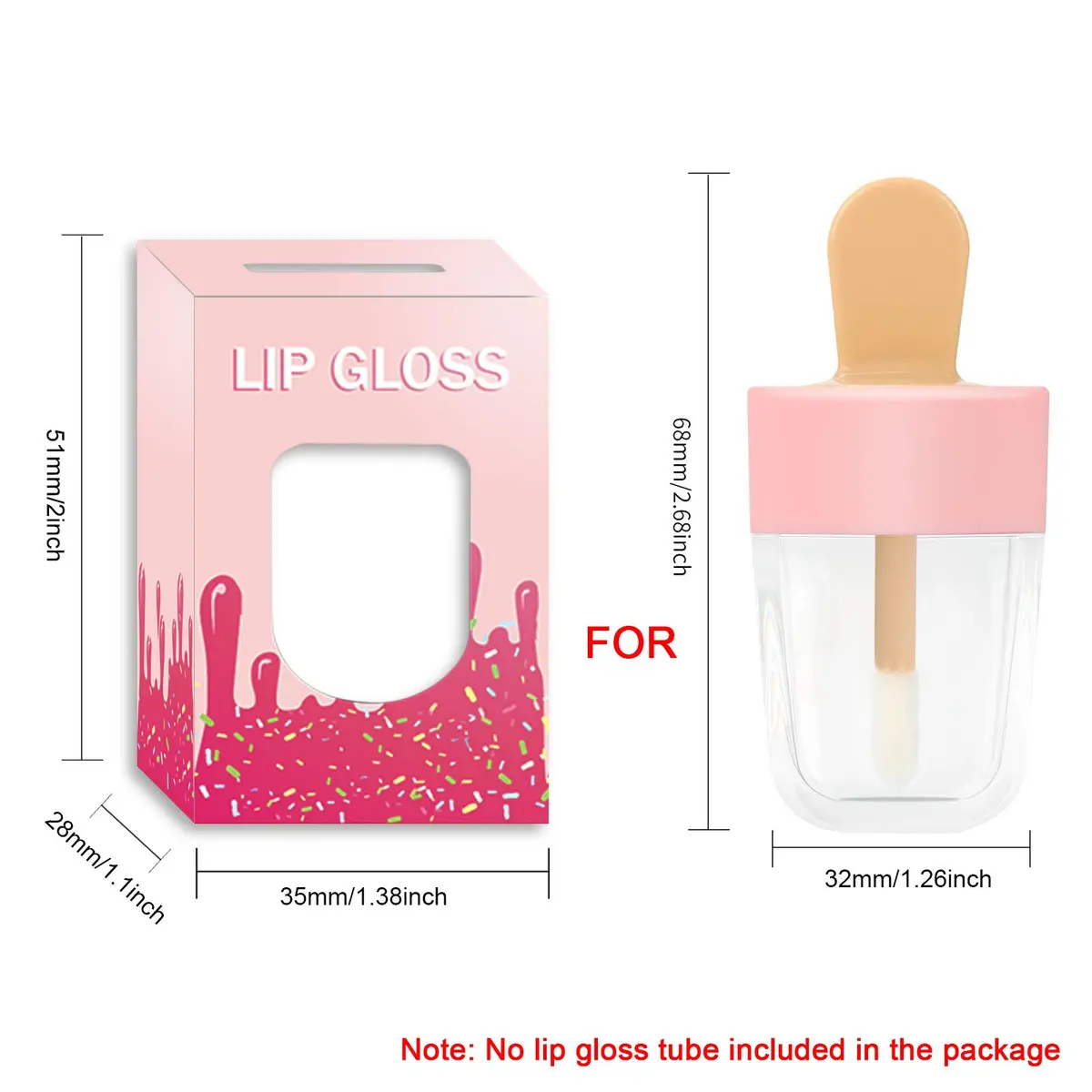 ANZKA Pink Lip Gloss Boxes 15 Pack Ice Cream Shaped | Premium Packaging for Lip Gloss Tubes - view 2