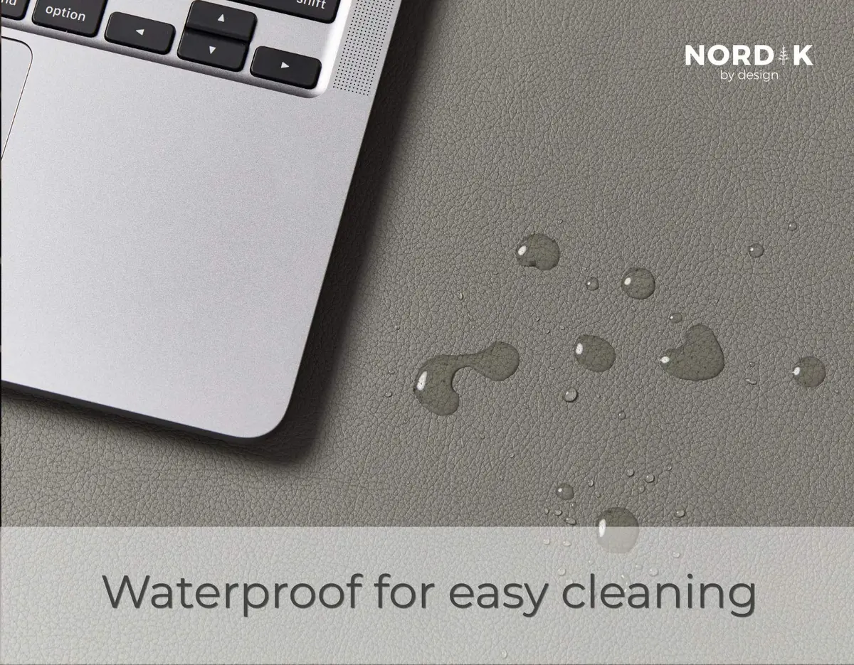 Nordik Leather Desk Mat - Alaskan Gray - Large Leather Desk Pad 35x17 in | Waterproof, Ergonomic & Premium - view 5