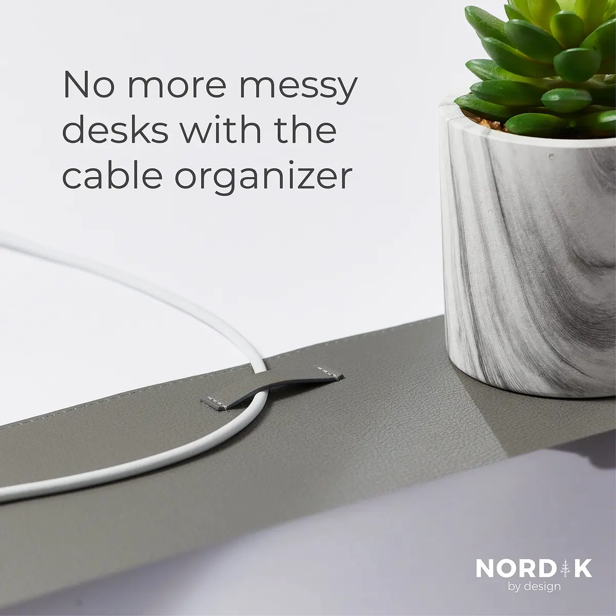 Nordik Leather Desk Mat - Alaskan Gray - Large Leather Desk Pad 35x17 in | Waterproof, Ergonomic & Premium - view 3