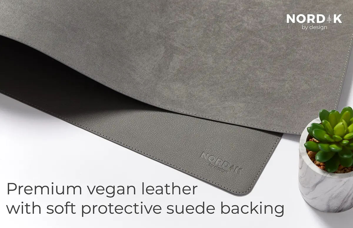 Nordik Leather Desk Mat - Alaskan Gray - Large Leather Desk Pad 35x17 in | Waterproof, Ergonomic & Premium - view 4