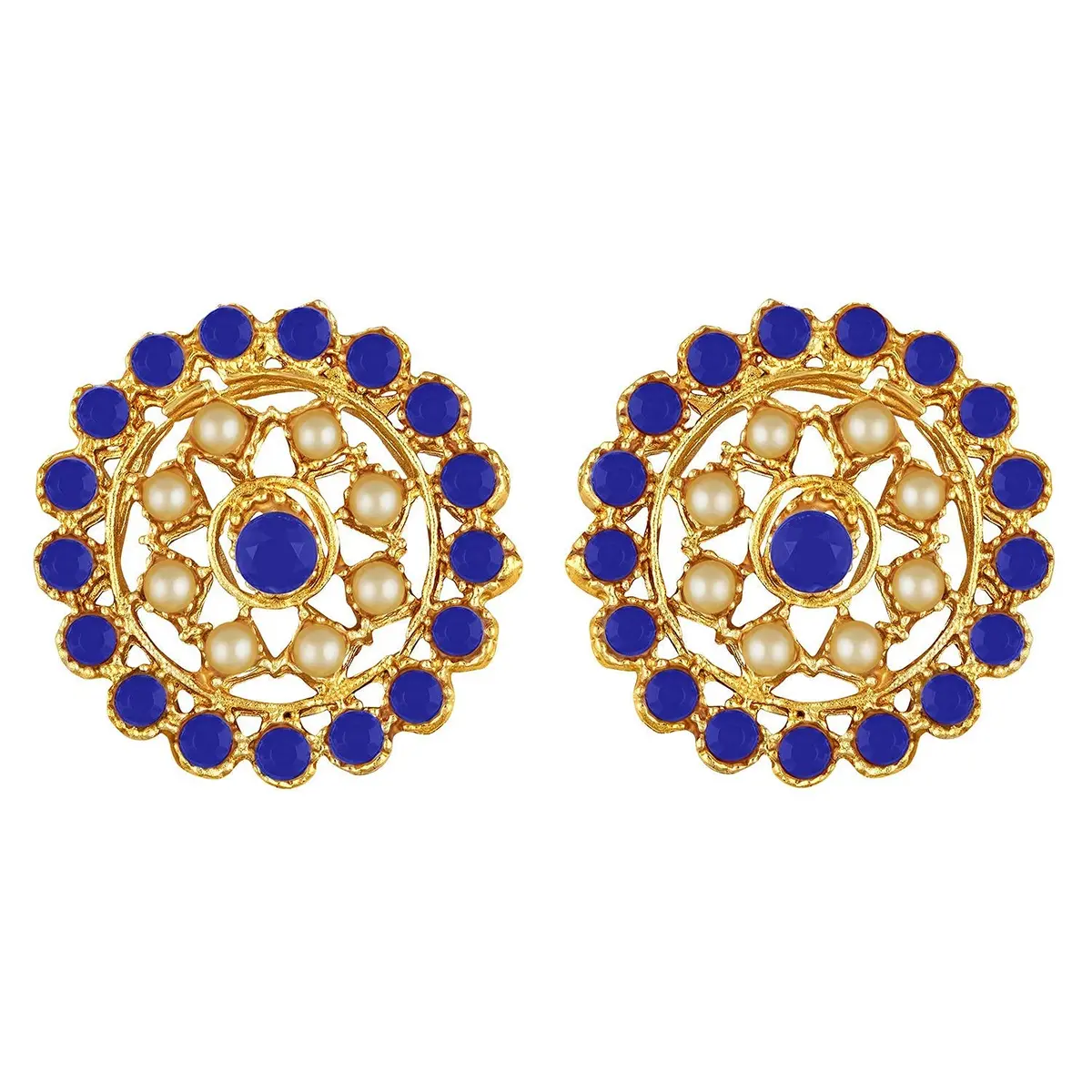 I Jewels Gold Plated Beaded Choker Set with Moti Work & Earrings, 21cm Necklace, 58g | Traditional Indian Bridal Jewelry - view 6