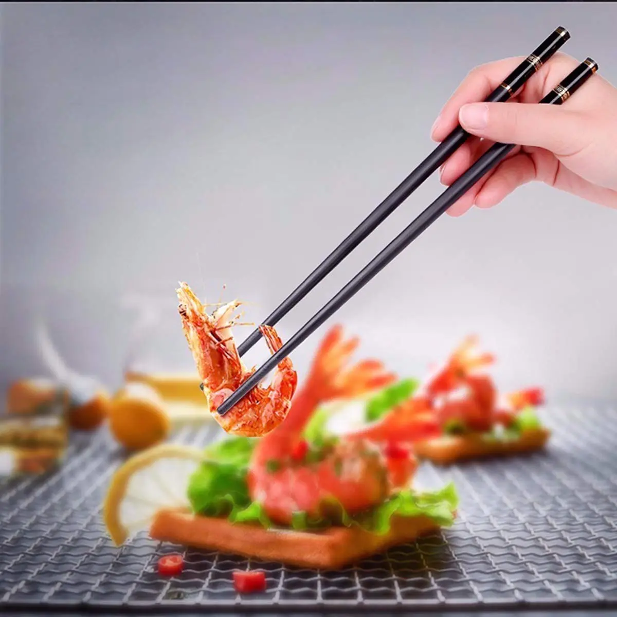 VIWIK Gold Reusable Chopsticks Set | Fiberglass, BPA-Free, Anti-Slip, Dishwasher Safe, 9.6 Inch - view 6