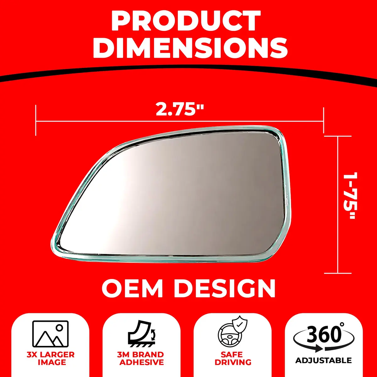 Utopicar Frameless Convex Blind Spot Mirrors 7 cm (2.75") | Wide Angle Rear View for SUVs, Trucks, RVs - view 6