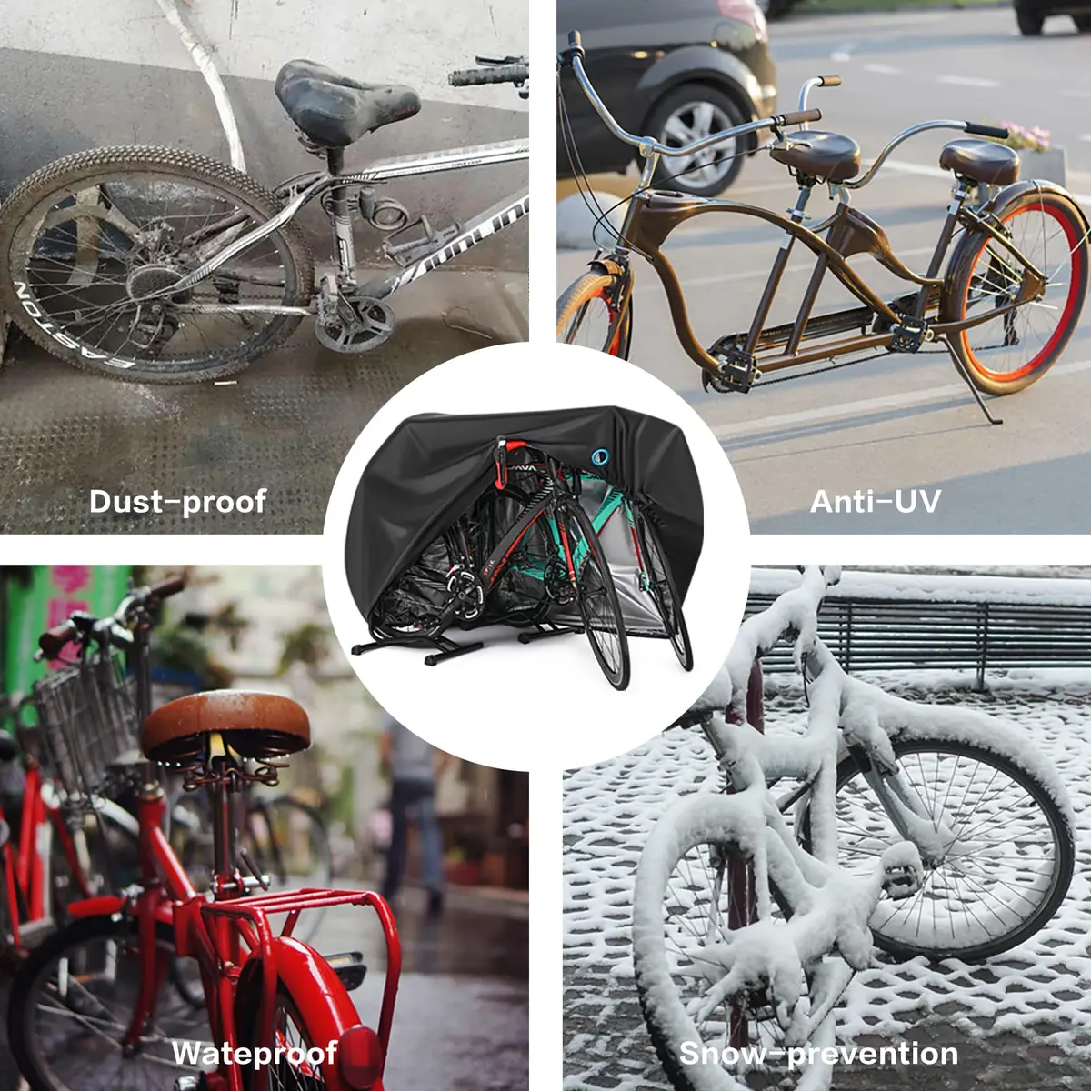 Hanmir Bike Cover Waterproof Outdoor, Bicycle Cover with Bag for 2-3 Bikes | Heavy-Duty, Windproof & UV Resistant - view 7