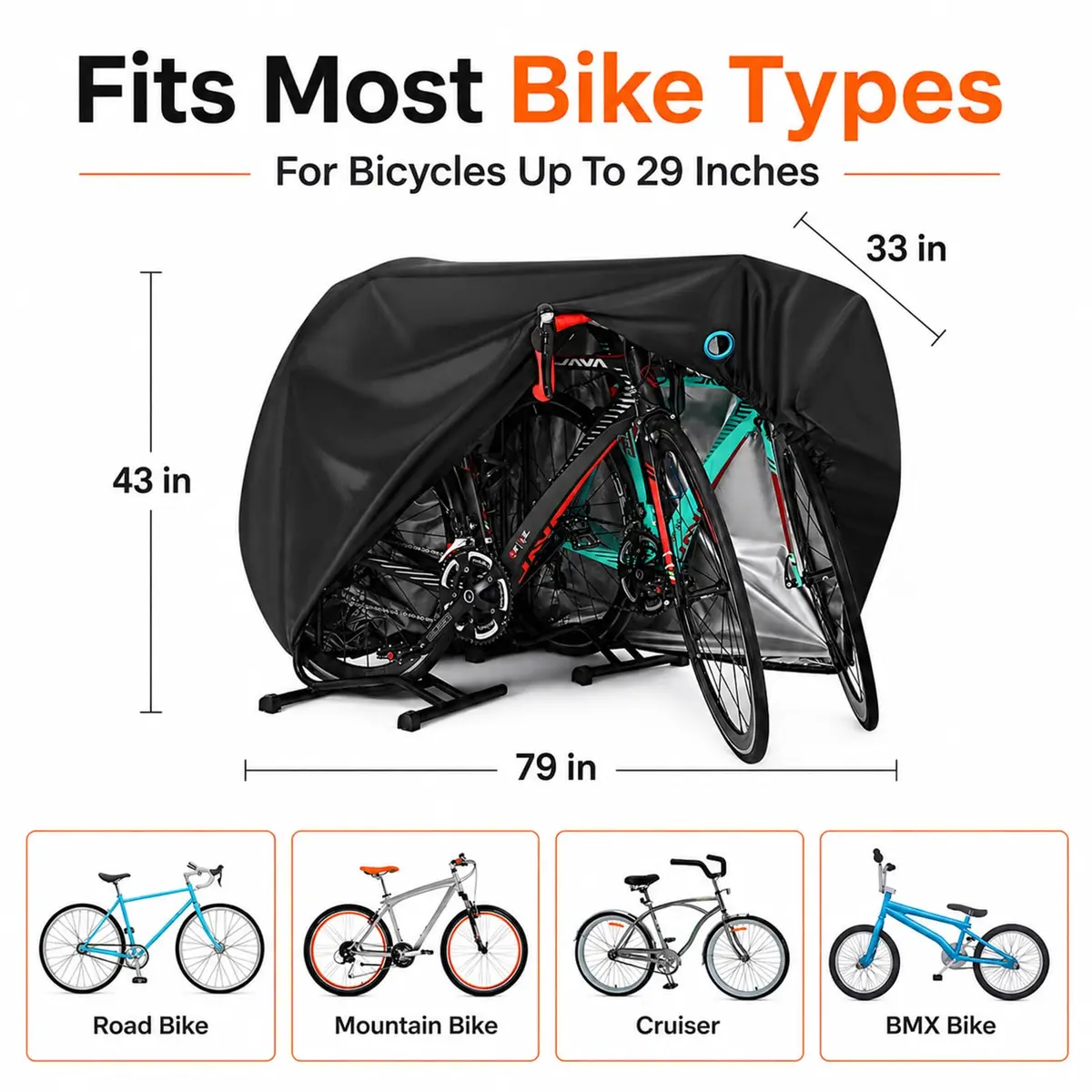 Hanmir Bike Cover Waterproof Outdoor, Bicycle Cover with Bag for 2-3 Bikes | Heavy-Duty, Windproof & UV Resistant - view 2