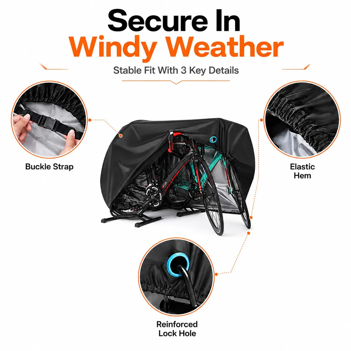 Hanmir Bike Cover Waterproof Outdoor, Bicycle Cover with Bag for 2-3 Bikes | Heavy-Duty, Windproof & UV Resistant - view 4