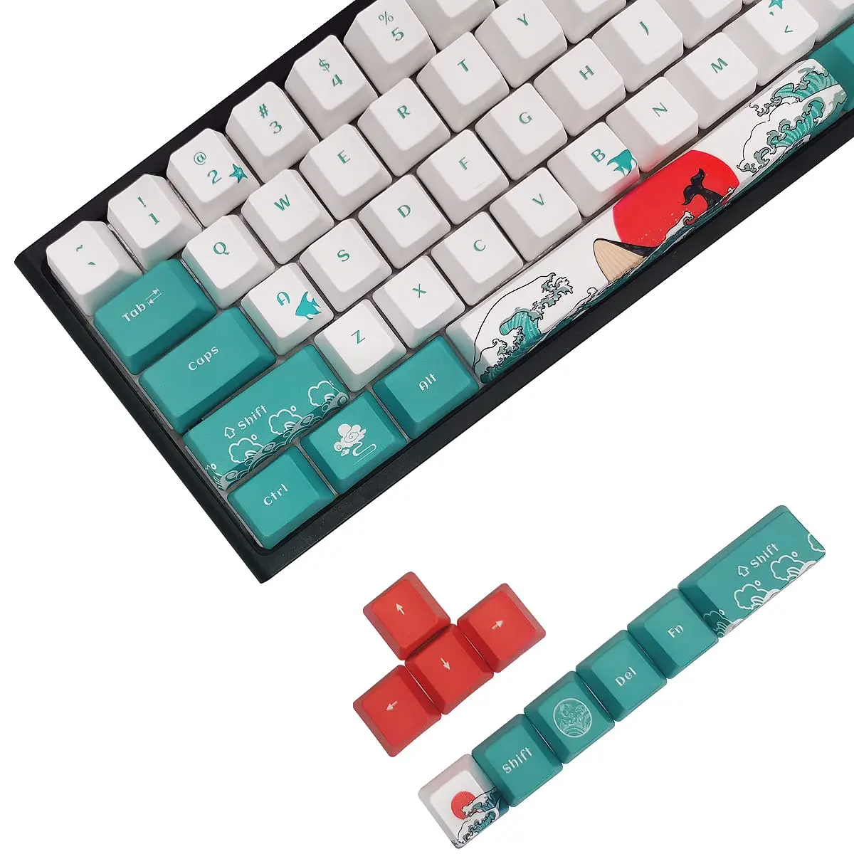SDYZ Custom Keycaps-Keycaps 60 Percent, Suitable for GK61/GK64/RK61/Anne/GH60 /ALT61 Mechanical Keyboards, 71 Key Set, OEM Profile PBT Key caps (Coral Sea) | High-Quality OEM Profile - main product image