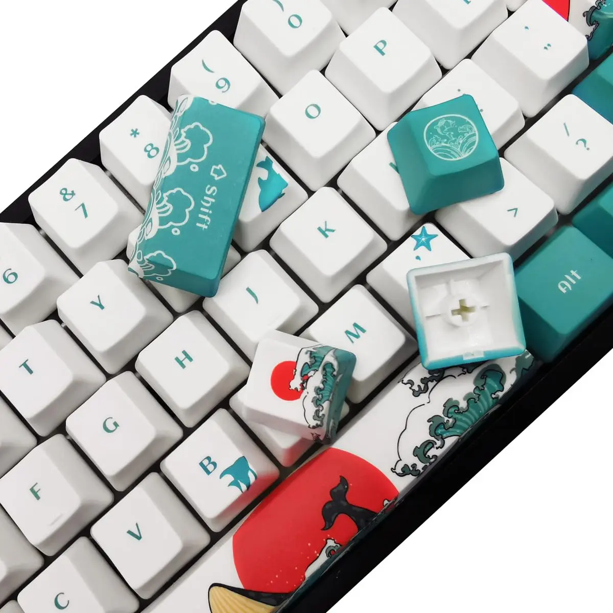 SDYZ Custom Keycaps-Keycaps 60 Percent, Suitable for GK61/GK64/RK61/Anne/GH60 /ALT61 Mechanical Keyboards, 71 Key Set, OEM Profile PBT Key caps (Coral Sea) | High-Quality OEM Profile - view 4