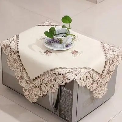 WELLYUK Embroidered Brown Flower Tablecloth 55cm (22 Inch) Square | Vintage Lace Style for Dining & Home Decor - view 6