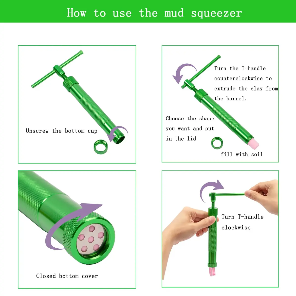 YAMHOHO Stainless Steel Clay Extruder Set 16.5cm | 20 Interchangeable Discs for Ceramics & Pastry (Green) - view 5