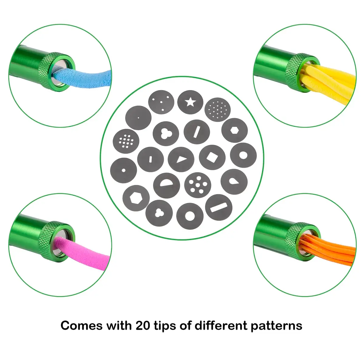YAMHOHO Stainless Steel Clay Extruder Set 16.5cm | 20 Interchangeable Discs for Ceramics & Pastry (Green) - view 6
